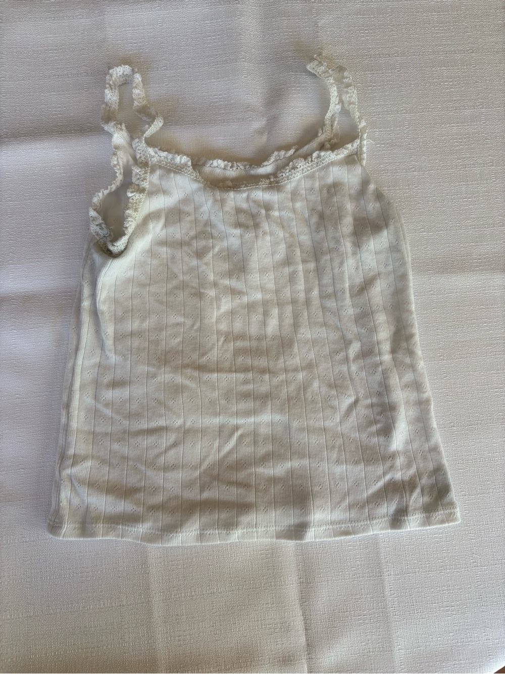 art class White Lace-Trim Ribbed Camisole